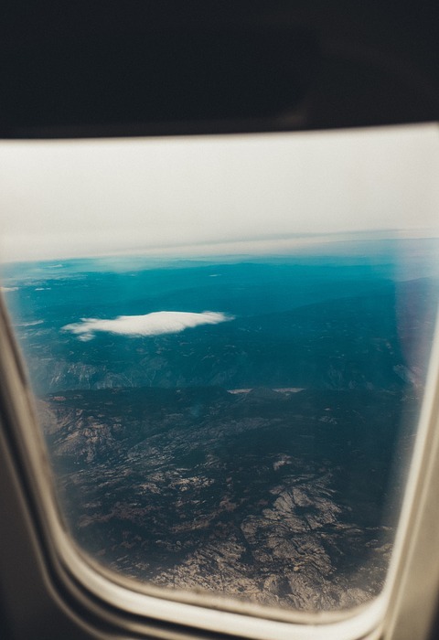 airplane, window, flying