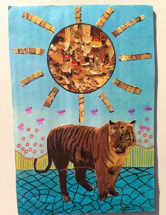 art money, tiger, collage