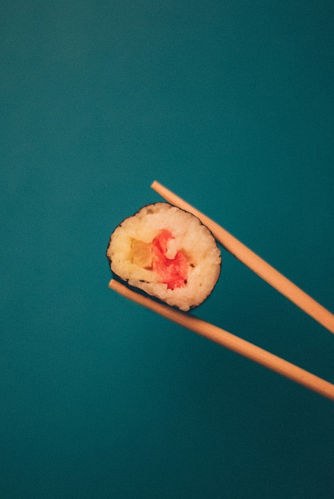 sushi, chopsticks, maki