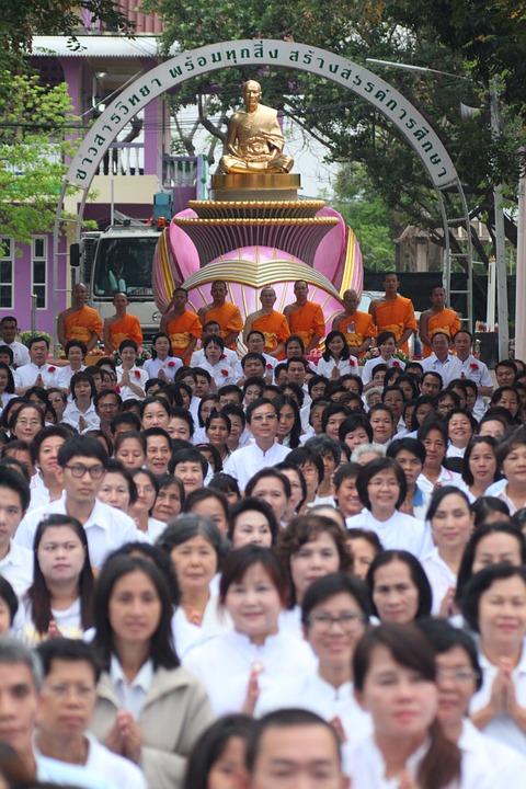 buddhists, people, march