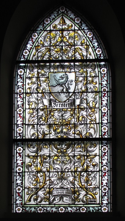 berstett, protestant church, stained glass