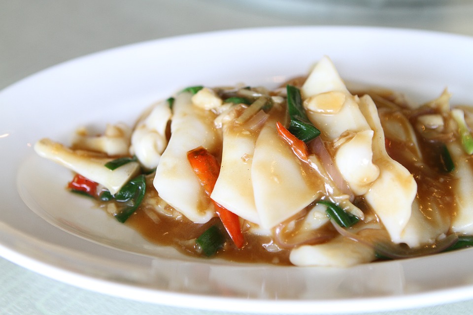 stir fried squid, chinese dishes, food