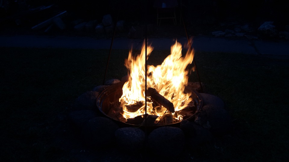 fire, camping, campfire