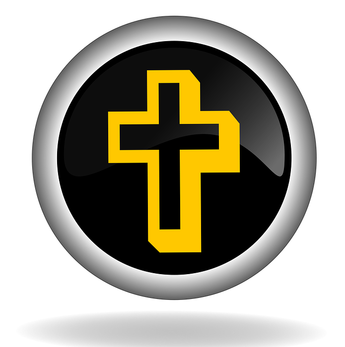 cross, christian symbol, button