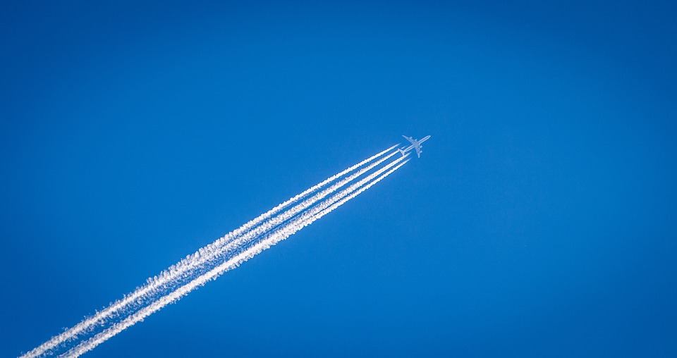 contrails, trail, airplane
