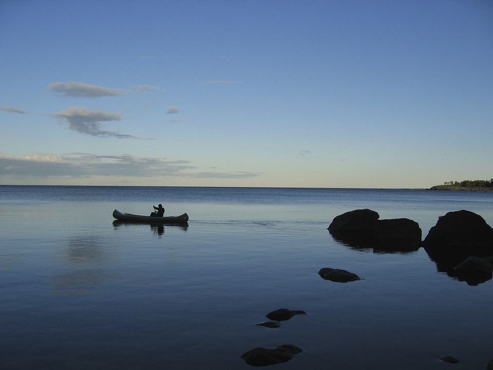 kayak, reflection, canoe