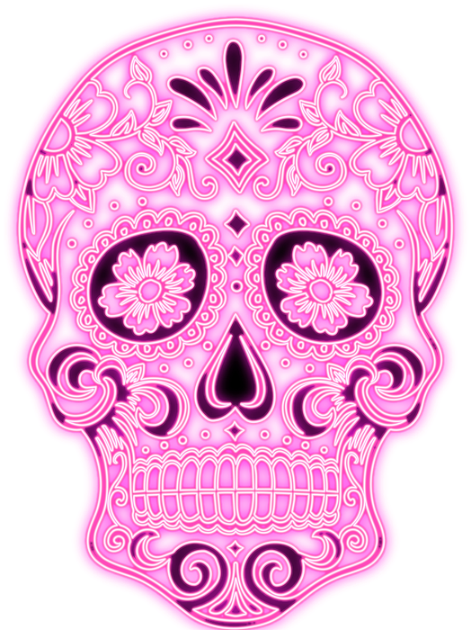 sugar skull, neon, pink