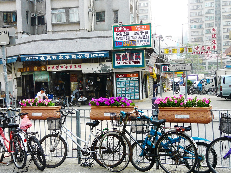 bicycles, street, view