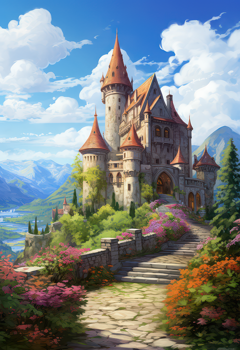 castle, fairy tale, grass