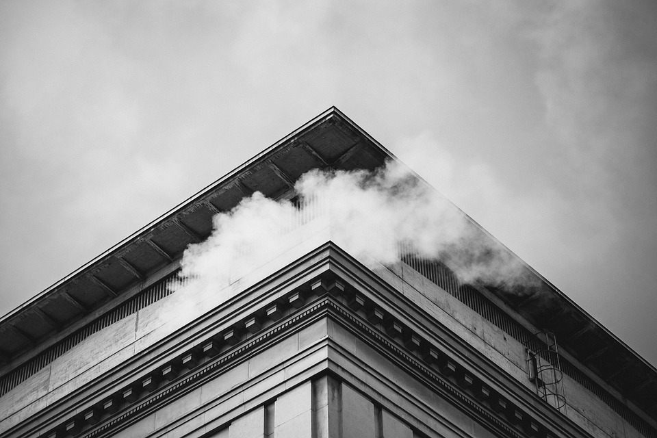 building, smoke, sky