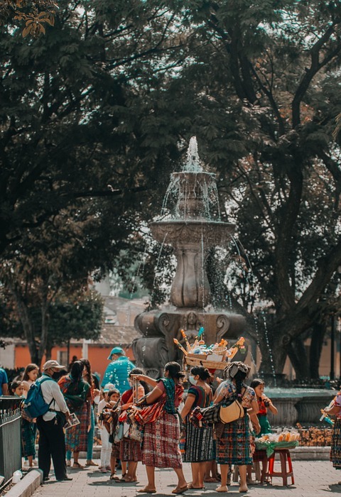 fountain, park, city life