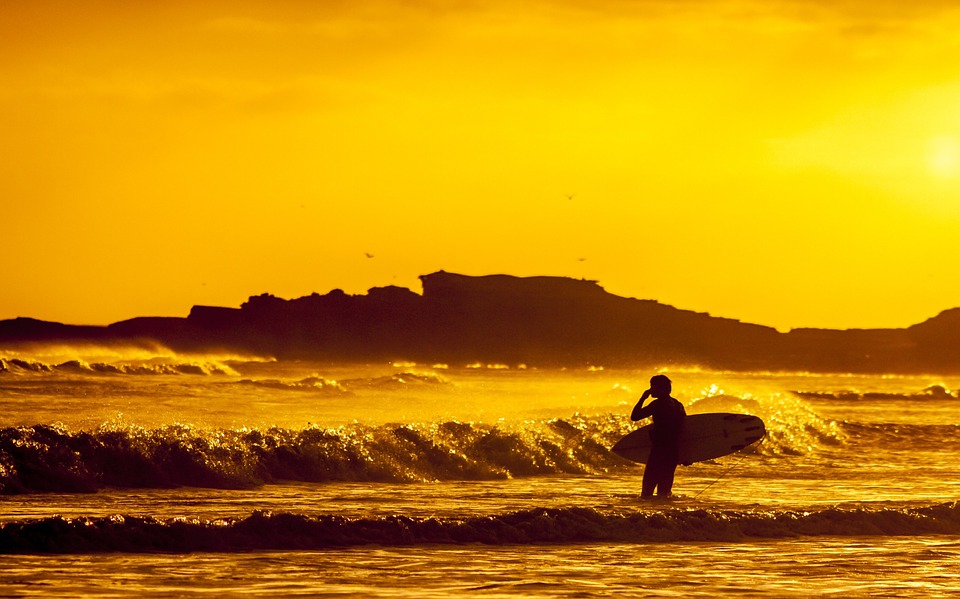 surfer, ocean, beach