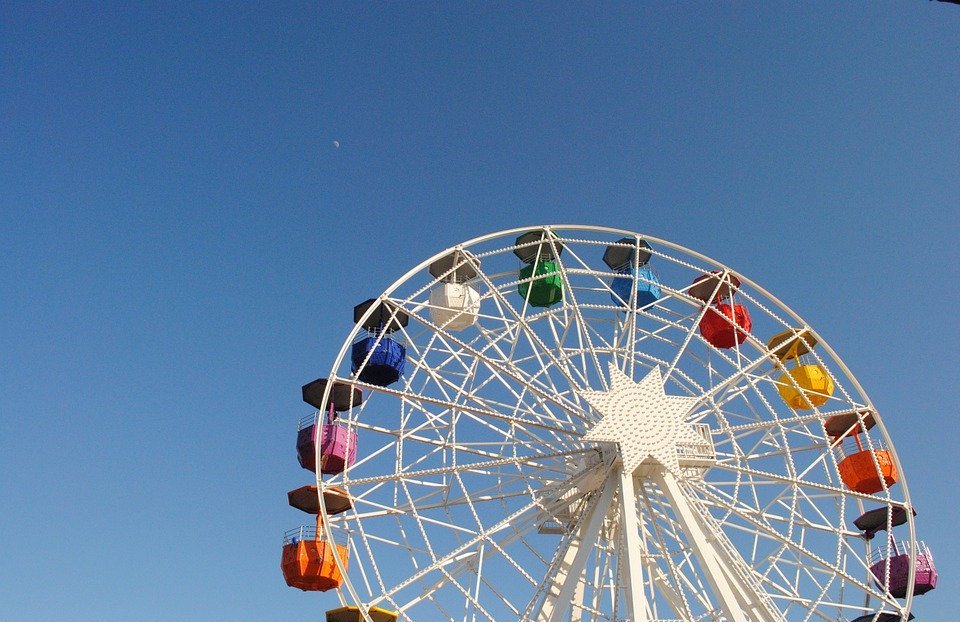ferris wheel, amusement park, ride