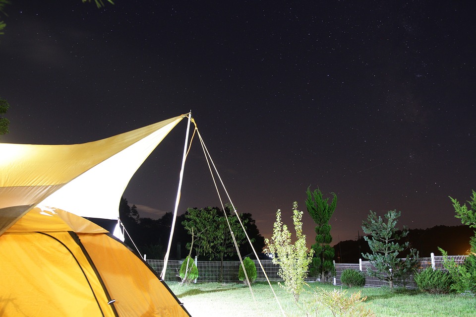 camping, night, star