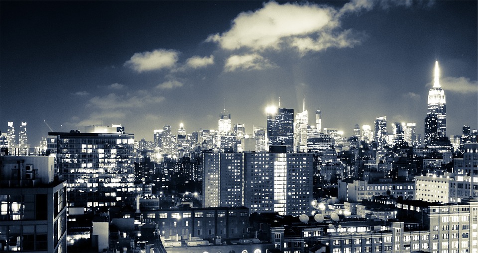 new york, skyline, night
