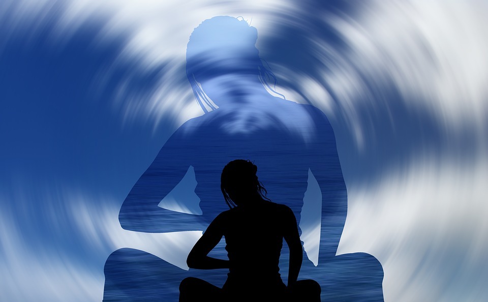 woman, silhouette, meditation