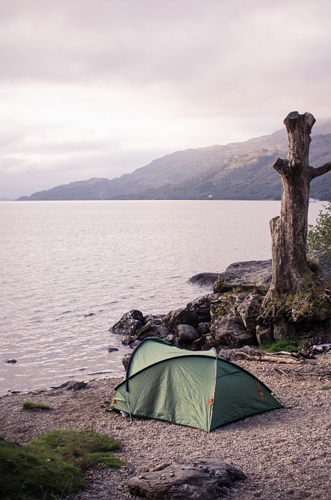 camping, scotland, lake