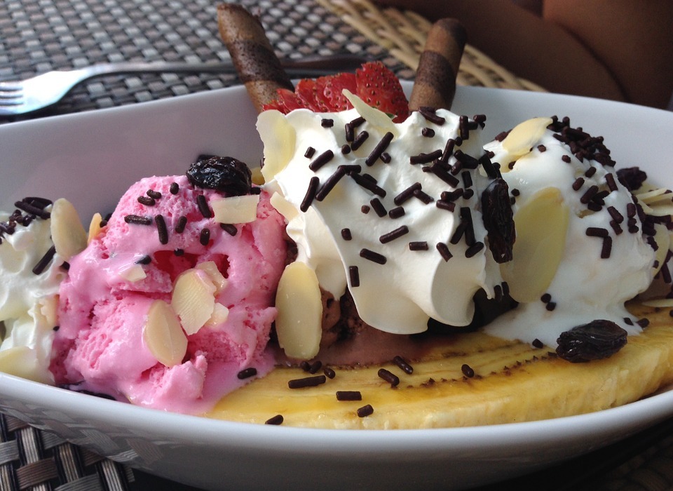 ice cream, strawberry, dessert