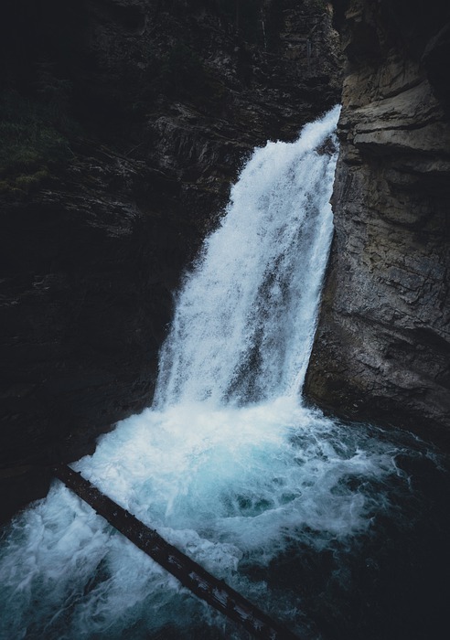 waterfall, falls, canyon