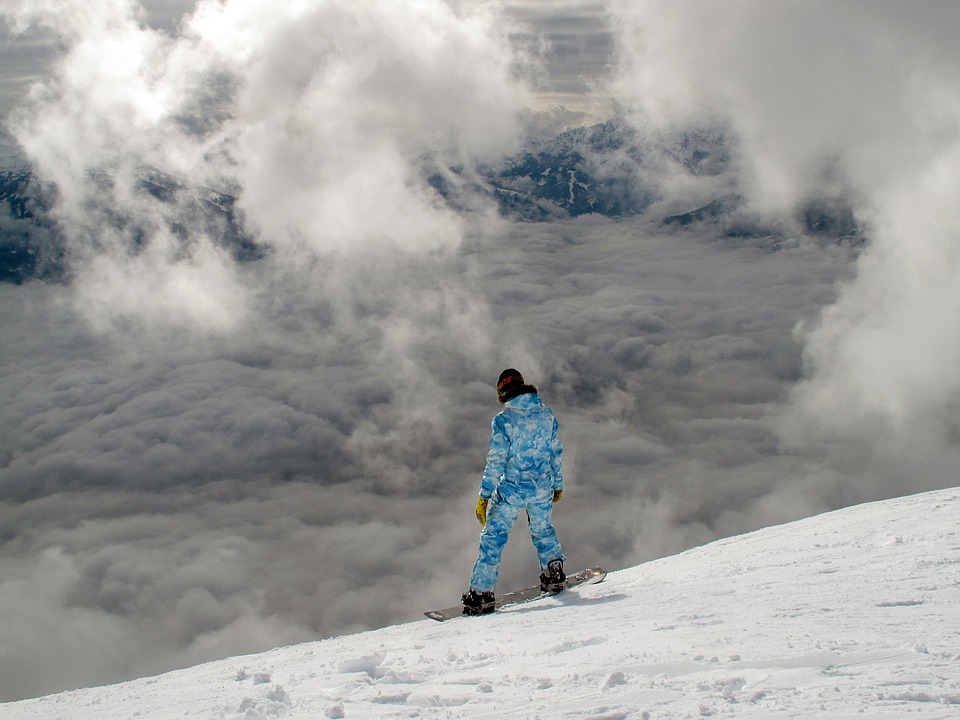 snowboarding, aerial view, mountain