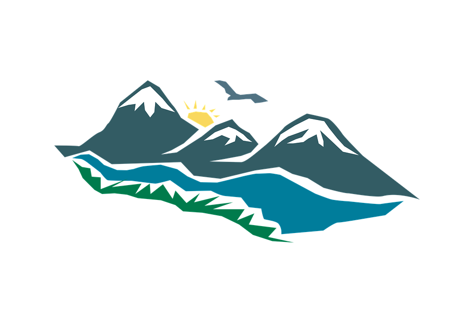 logo, mountain, sunrise