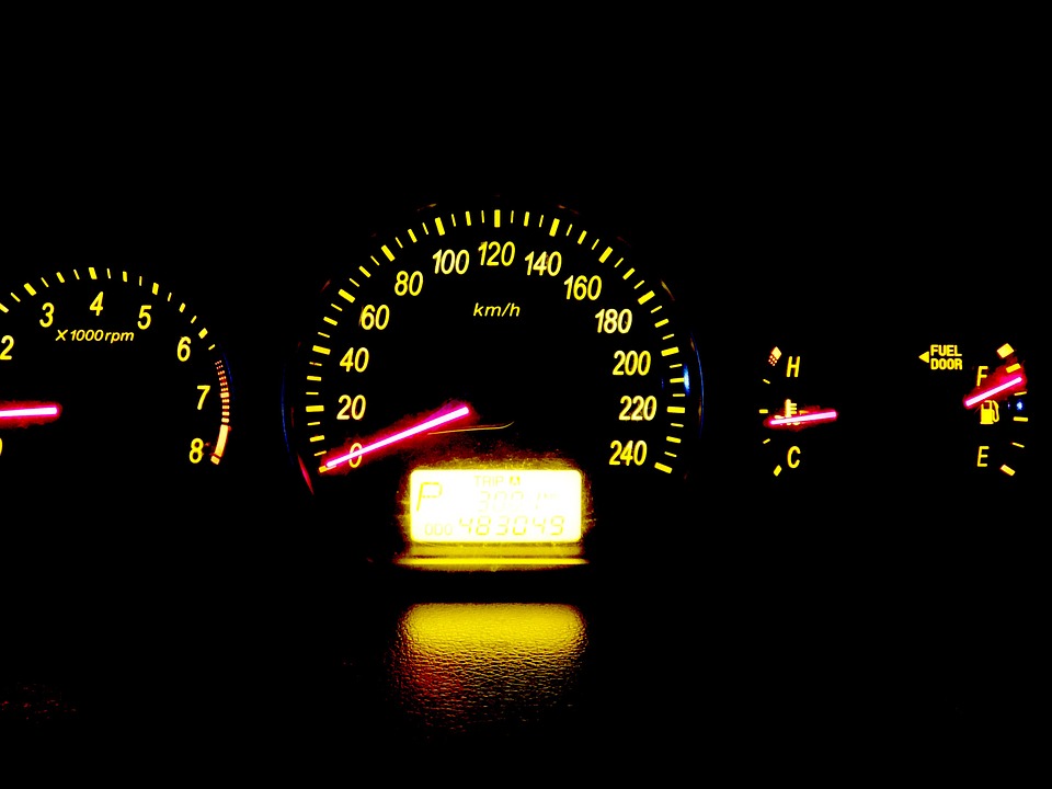 car, the instrument panel, speedometer