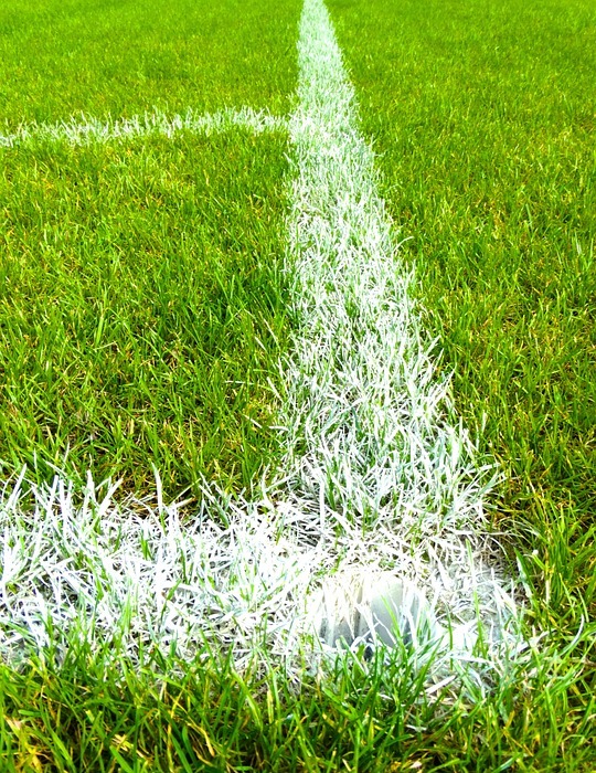 football field, corner, grass