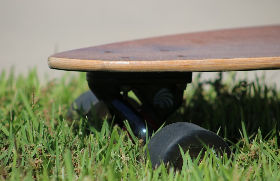 skateboard, grass, wheel
