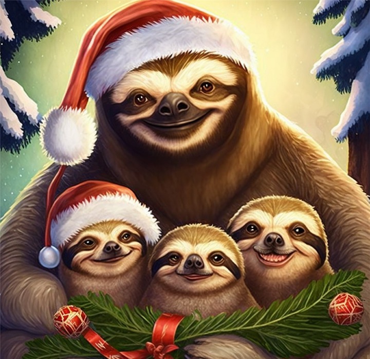 sloth, holiday, christmas