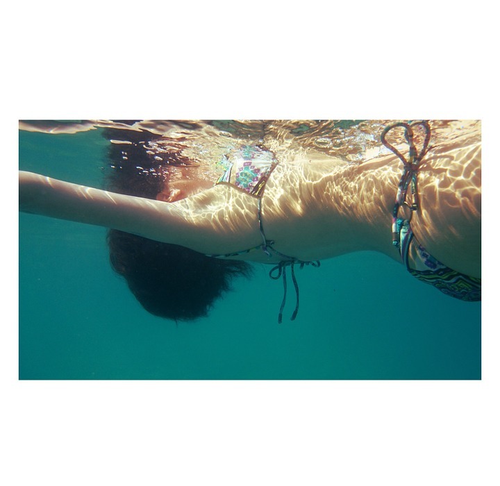 girl, swimming, sea