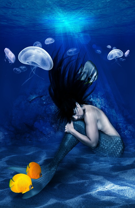 mermaid, underwater, sea