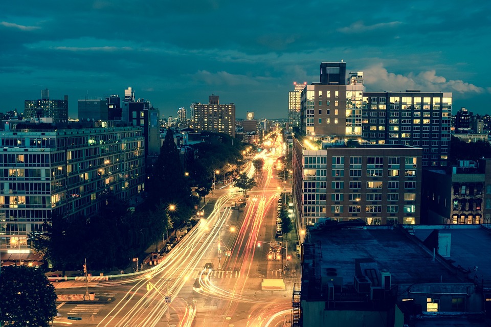 city, night, lights