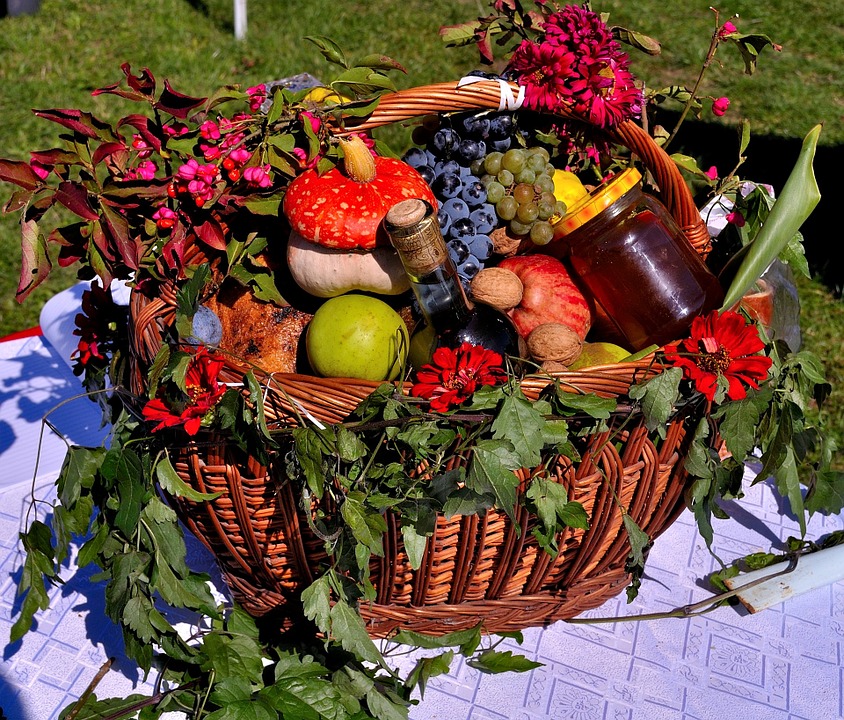 fruit basket, fruits, harvest