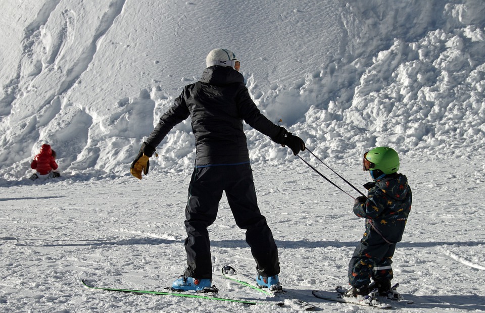 skiing, learning, children