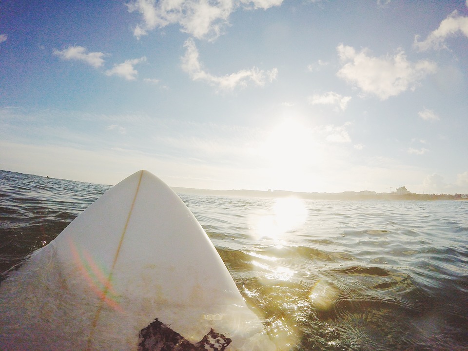surf board, surfing, water