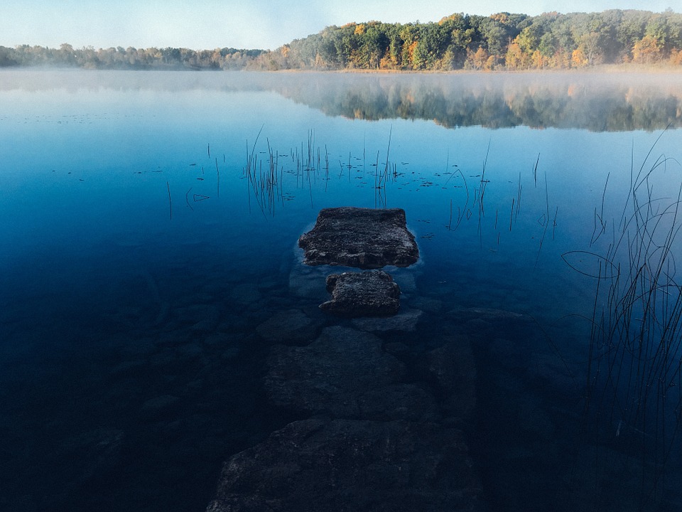 lake, stone, transparent