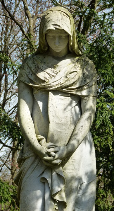 cemetery, female statue, pray