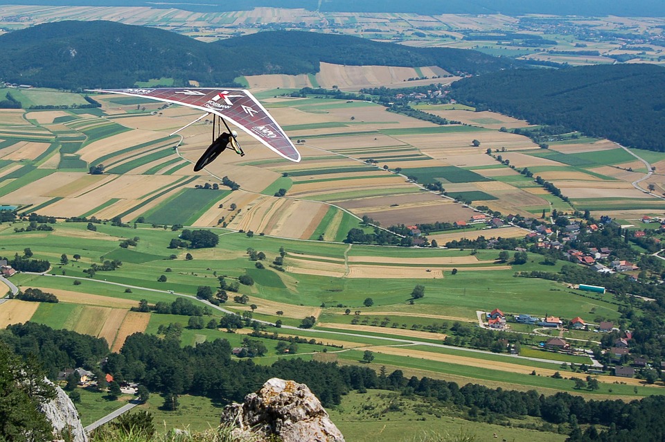 hang glider, sport, landscape