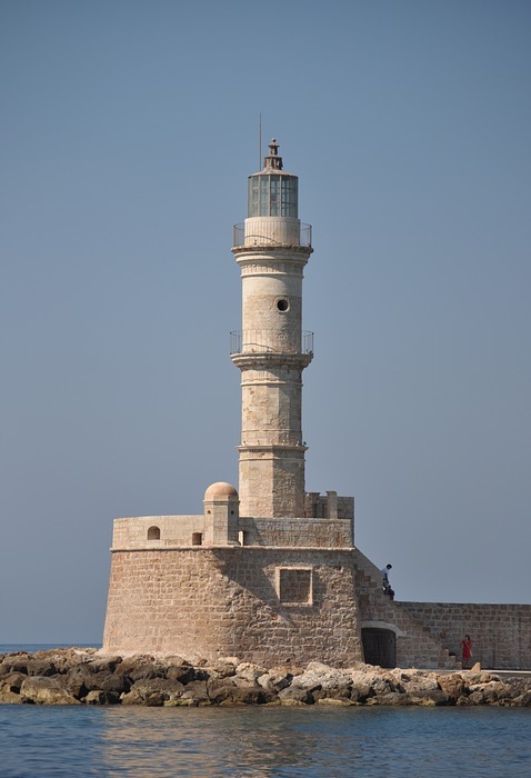 lighthouse, crete, port