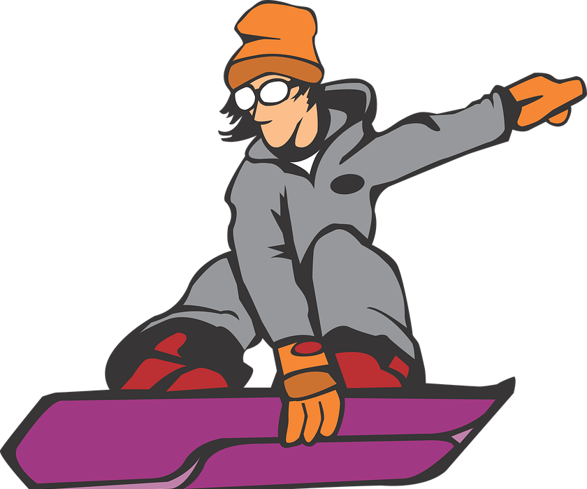 vector, cartoon, snowboard
