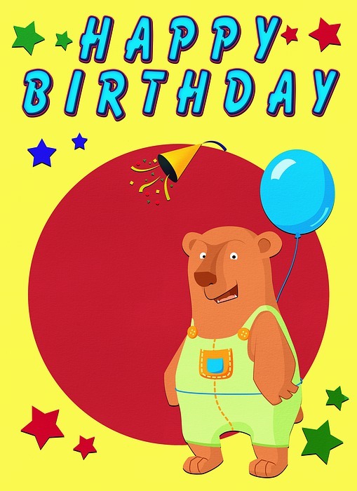 birthday, balloon, bear