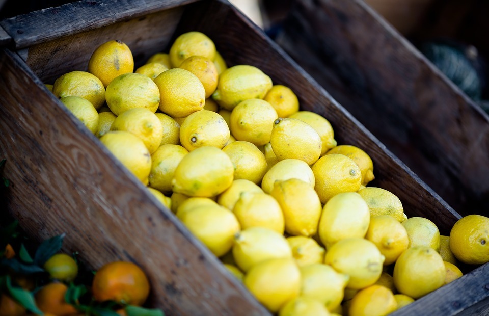 lemons, fruits, basket