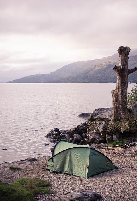 camping, scotland, lake