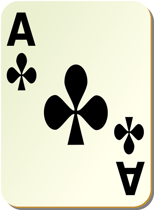 ace, clubs, playing cards