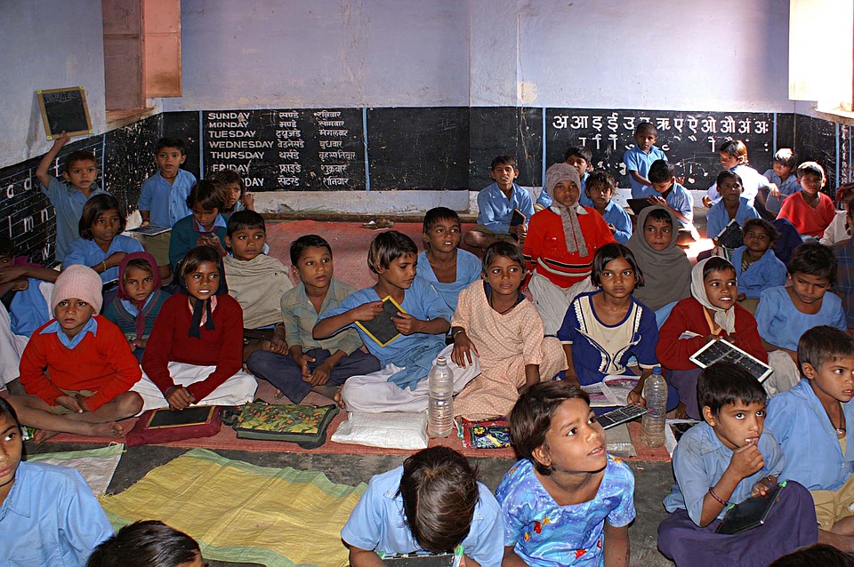 india, school, children