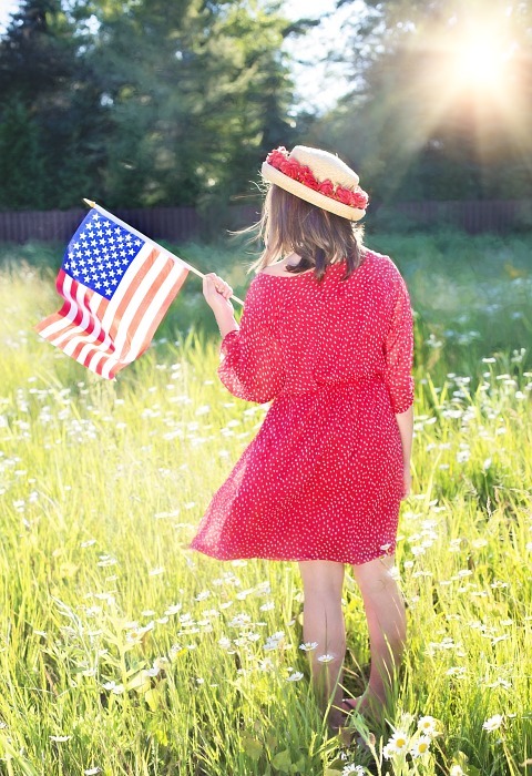 fourth of july, american flag, pretty woman