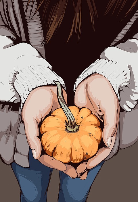 thanksgiving, hands, gourd