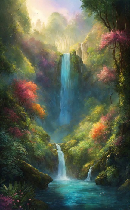 waterfall, ethereal, fantasy