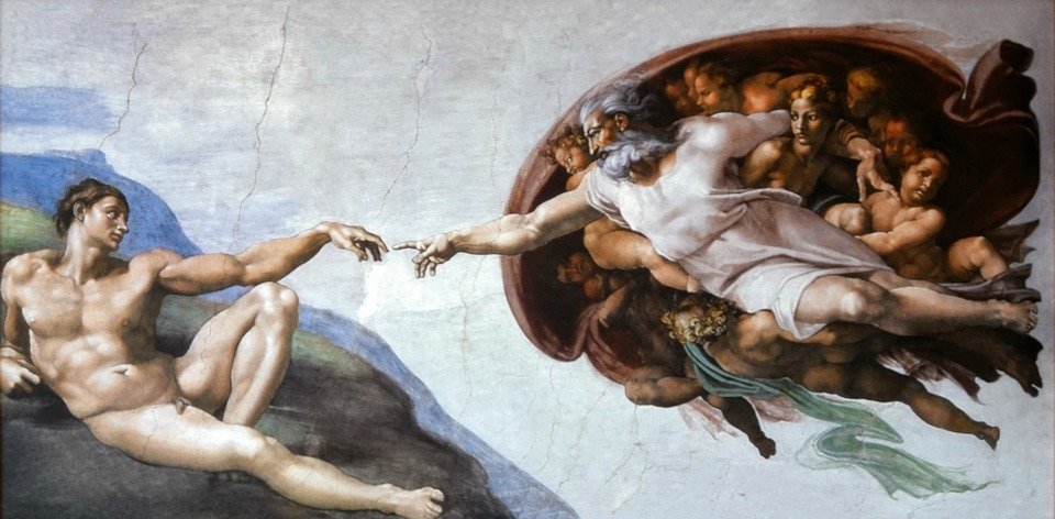 the creation of adam, michelangelo, painting