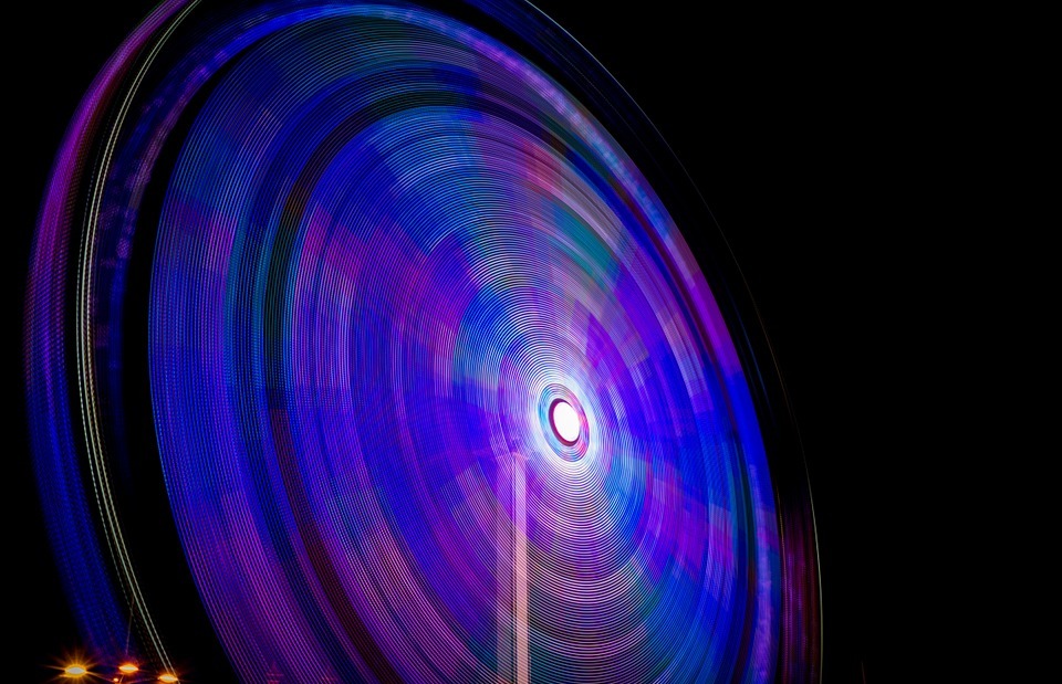 ferris wheel, long exposure, rotation
